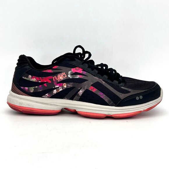 Ryka Devotion Plus 3 Sneakers Athletic Shoes Womens Size 8M Black & Pink Floral - Picture 11 of 16